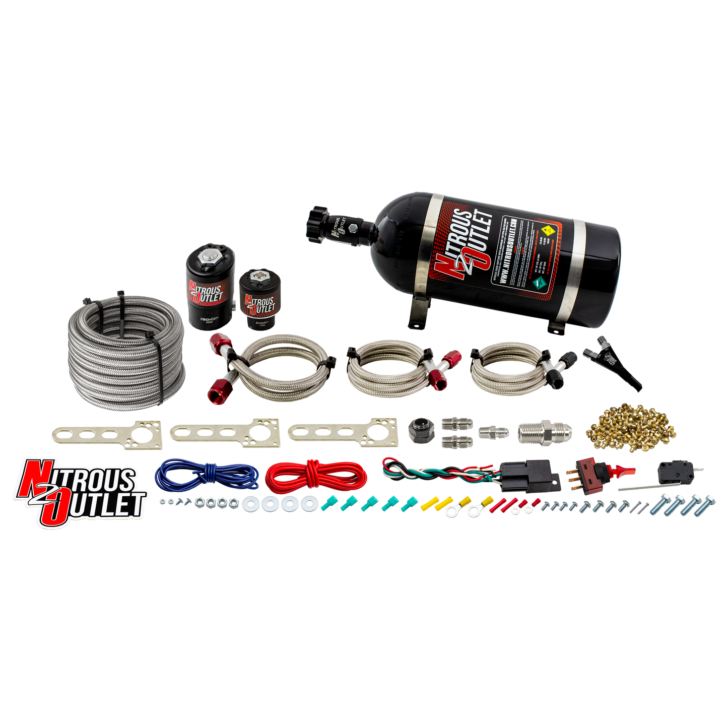 Nitrous Outlet GM 2010-2020 V6 Camaro EFI Single Nozzle System - Gas/E85 (5-55psi)(35-200HP)(12lb Bottle)