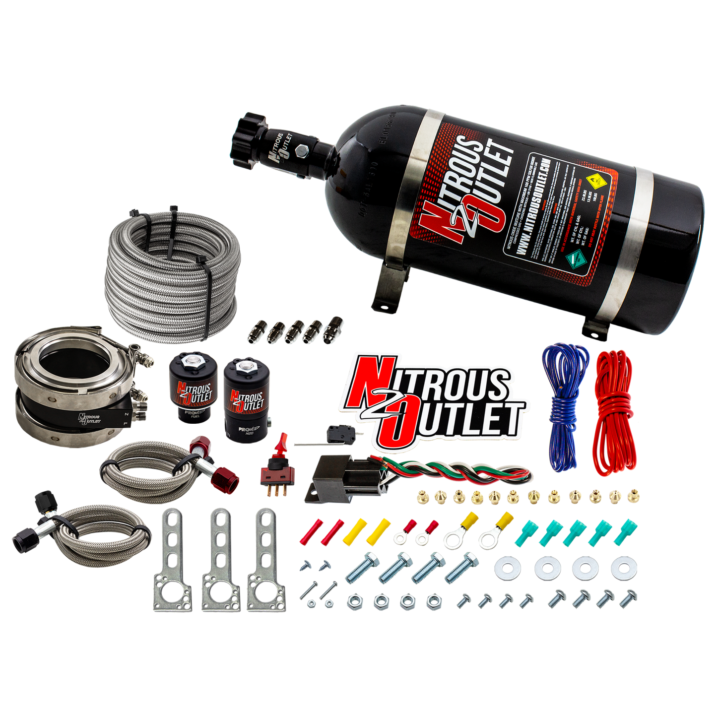 Nitrous Outlet Interspooler 3" Boosted Nitrous Collar System - Gas/E85 (45-55psi)(50-200HP)(15lb Bottle)