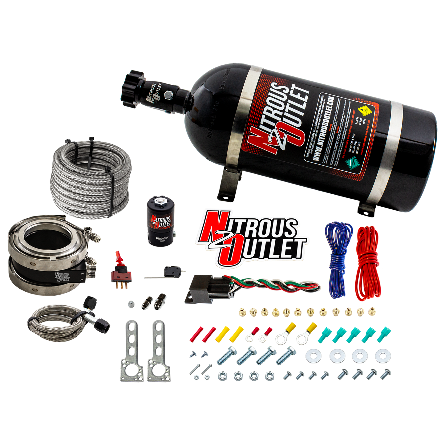 Nitrous Outlet Interspooler 4" Boosted Dry Nitrous Collar System (50-400HP)(12lb Bottle)