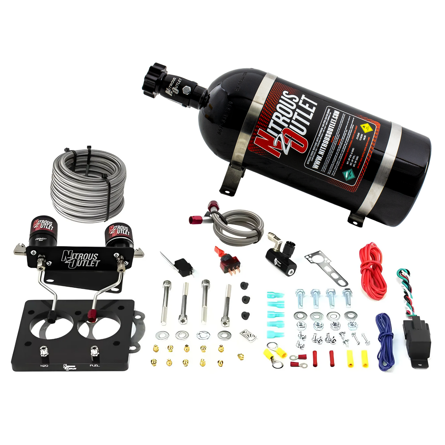 Nitrous Outlet GM/Pontiac 52mm 1993-1997 Camaro/Firebird/Impala LT1 Hard-line Plate System - Gas/E85 (5-55psi)(50-200HP)(12lb Bottle)