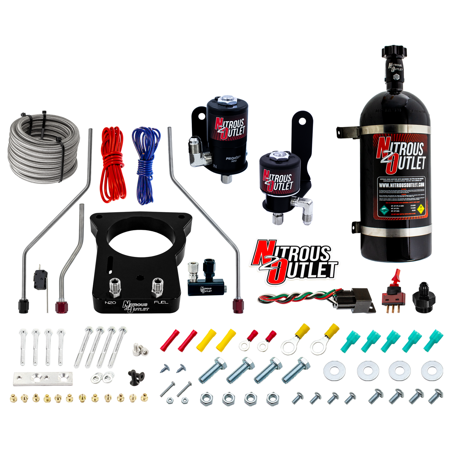 Nitrous Outlet GM/Pontiac 78mm 1998-2002 Camaro/Firebird Hard-line Plate System - Gas/E85 (5-55psi)(50-200HP)(15lb Bottle)