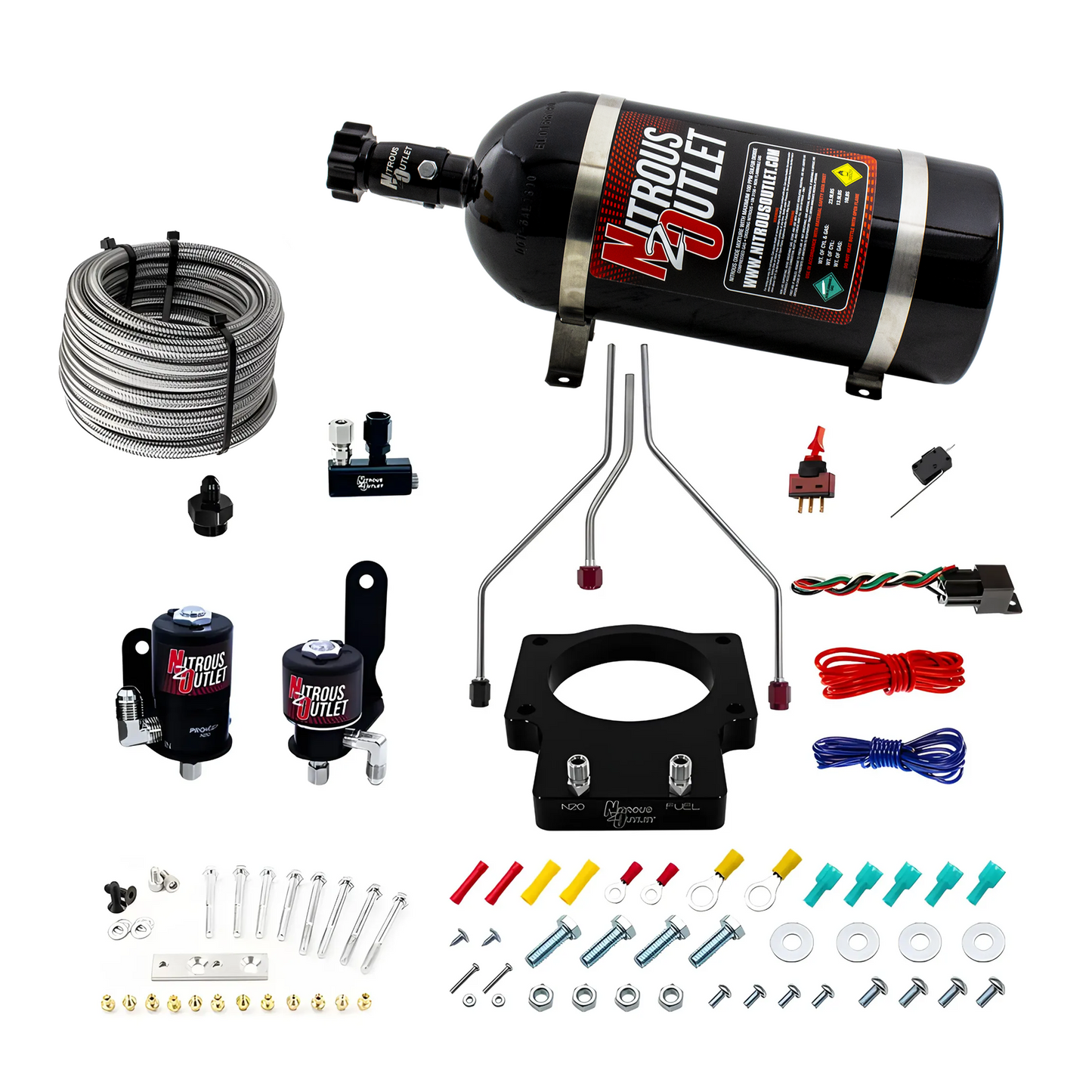 Nitrous Outlet GM/Pontiac 90mm Fast Intake 1998-2002 Camaro/Firebird Hard-line Plate System - Gas/E85 (5-55psi)(50-200HP)(12lb Bottle)