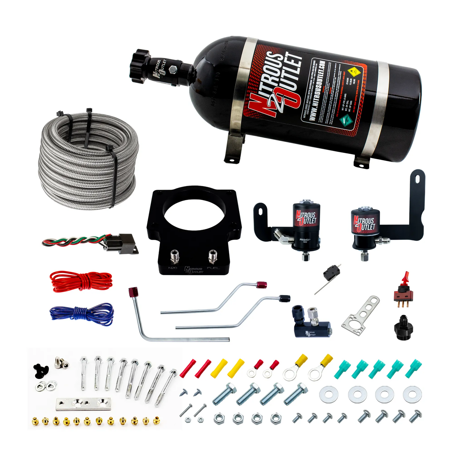Nitrous Outlet GM 92mm Fast Intake 2005-2009 C6 Corvette Hard-line Plate System - Gas/E85 (5-55psi)(50-200HP)(12lb Bottle)