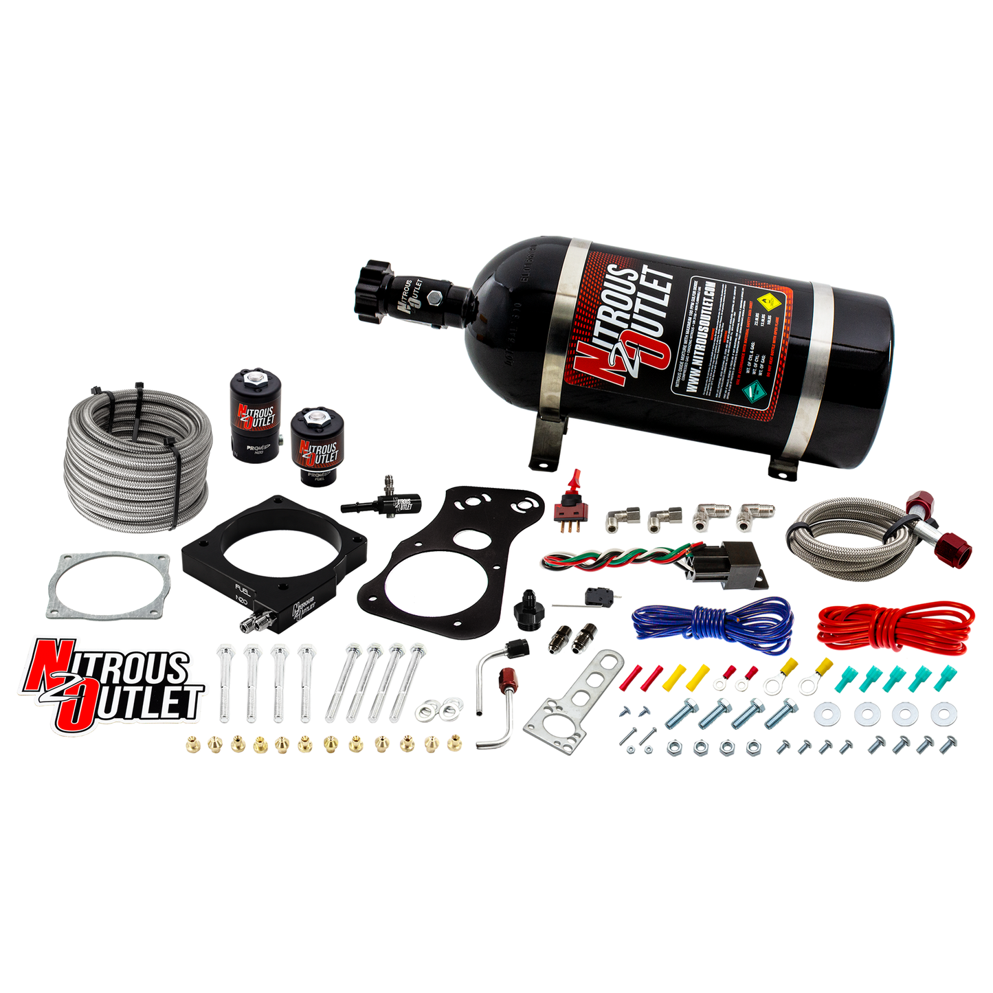 Nitrous Outlet Dodge 85mm 2005-2010 Challenger/Charger/300C/Jeep 6.1 Hemi Intake Hard-line Plate System - Gas/E85 (5-55psi)(50-200HP)(No Bottle)