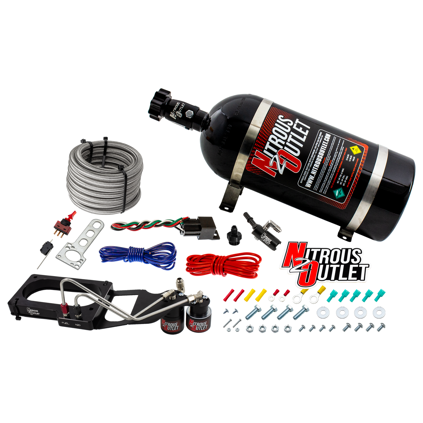 Nitrous Outlet Ford 2007-2014 GT 500 Mustang Hard-line Plate System - Gas/E85 (5-55psi)(50-200HP)(No Bottle)