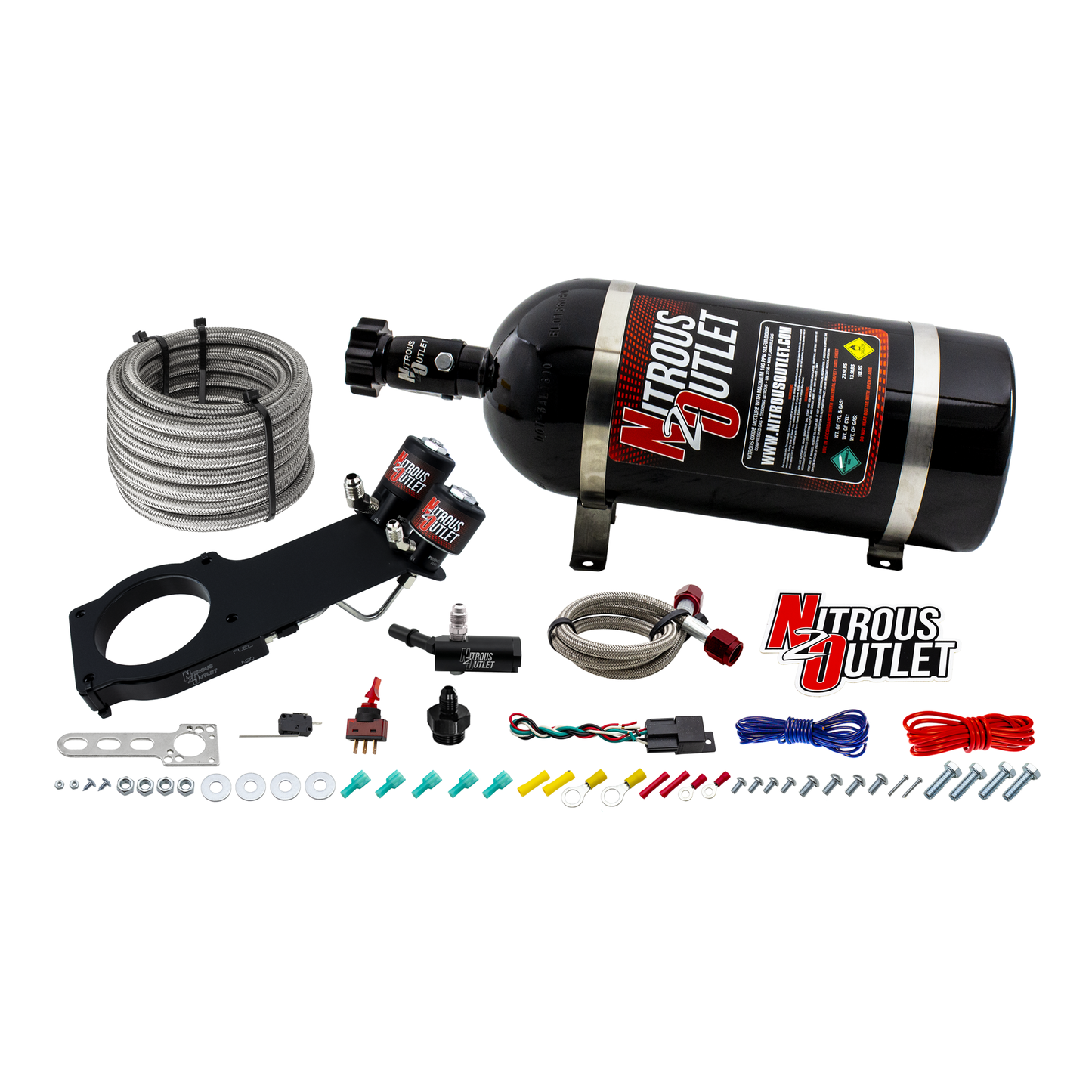 Nitrous Outlet GM 2016-2019 Camaro LT1 Hard-line Plate System - Gas/E85 (5-55psi)(50-200HP)(12lb Bottle)