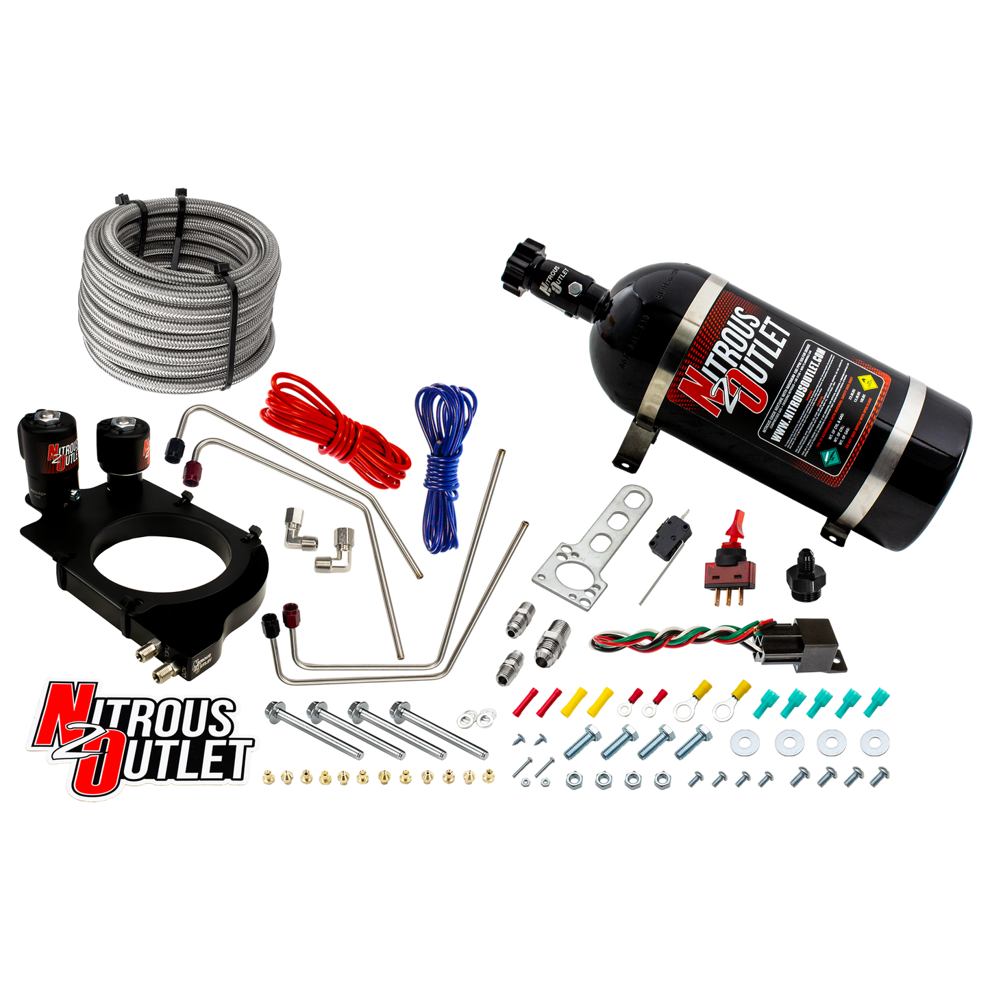 Nitrous Outlet GM Truck Holley Hi-Ram 102mm Throttle Body Hard-line Plate Plate System - Passenger Side/Excludes Fuel Supply - Gas/E85 (5-55psi)(50-200HP)(No Bottle)