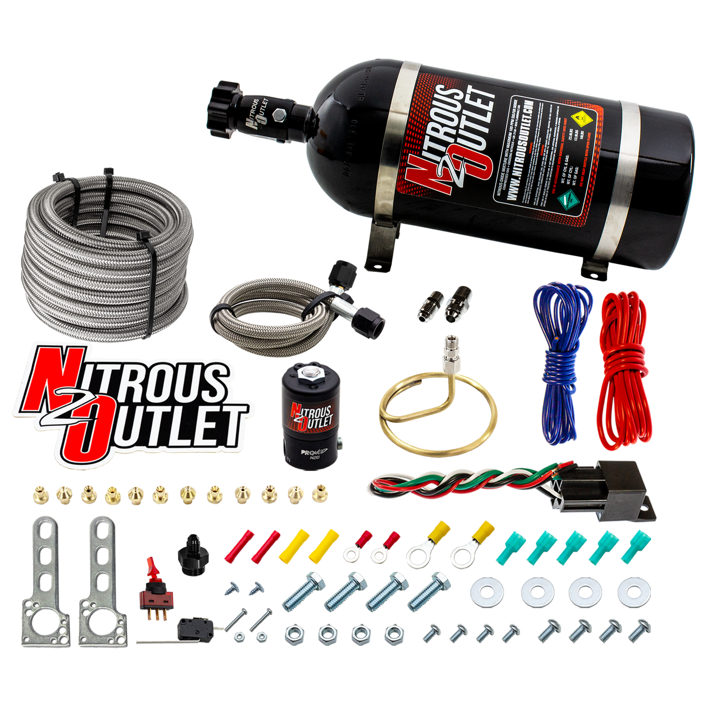 Nitrous Outlet Universal EFI Dry Small Distribution Ring System (35-200HP)(12lb Bottle)