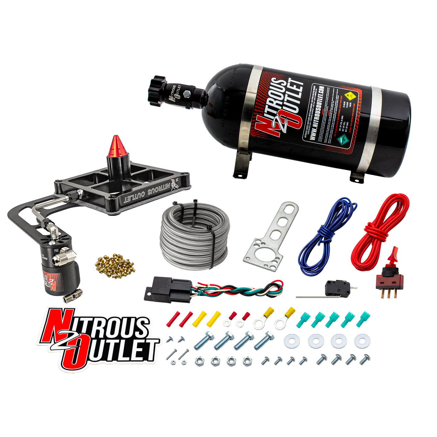 Nitrous Outlet 4500 Stinger 3 Dry System - Hard-line/.122 Nitrous Solenoid/Boomerang Solenoid Bracket - (50-500 HP)(12lb Bottle)