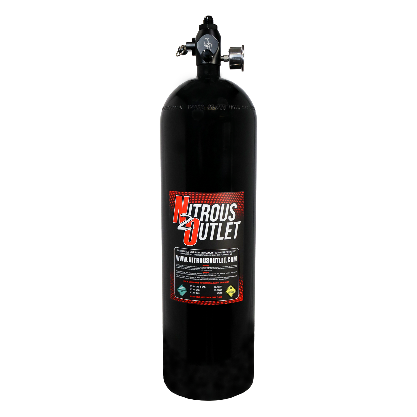 Nitrous Outlet 15lb PowerFlow Max Race Ready Nitrous Bottle - .512 ID Ball Valve