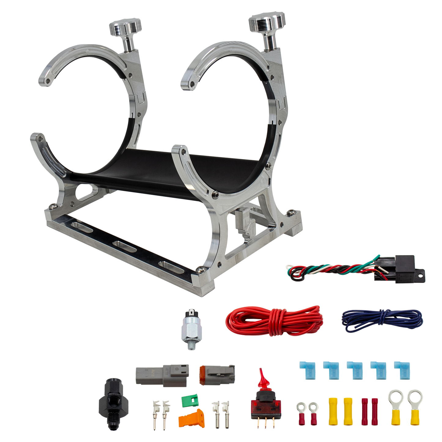 Nitrous Outlet Single Billet Automatic Heated Horizontal Mount Bottle Bracket - 10lb/15lb/4AN