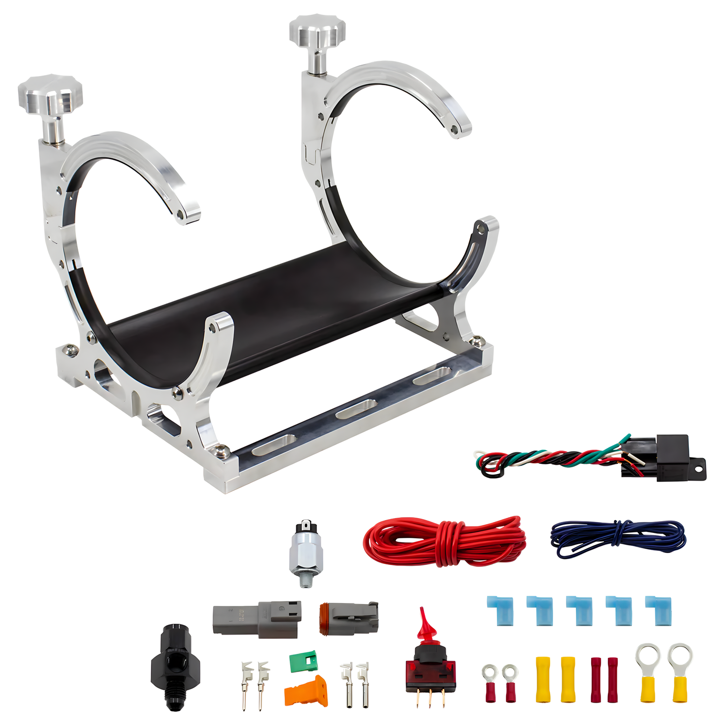 Nitrous Outlet Single Billet Automatic Heated Vertical Mount Bottle Bracket - 10lb/15lb/4AN