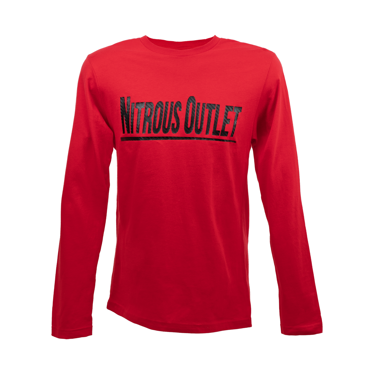 Nitrous Outlet Red Long Sleeve T-Shirt - Black Carbon Fiber Logo - 3X-Large