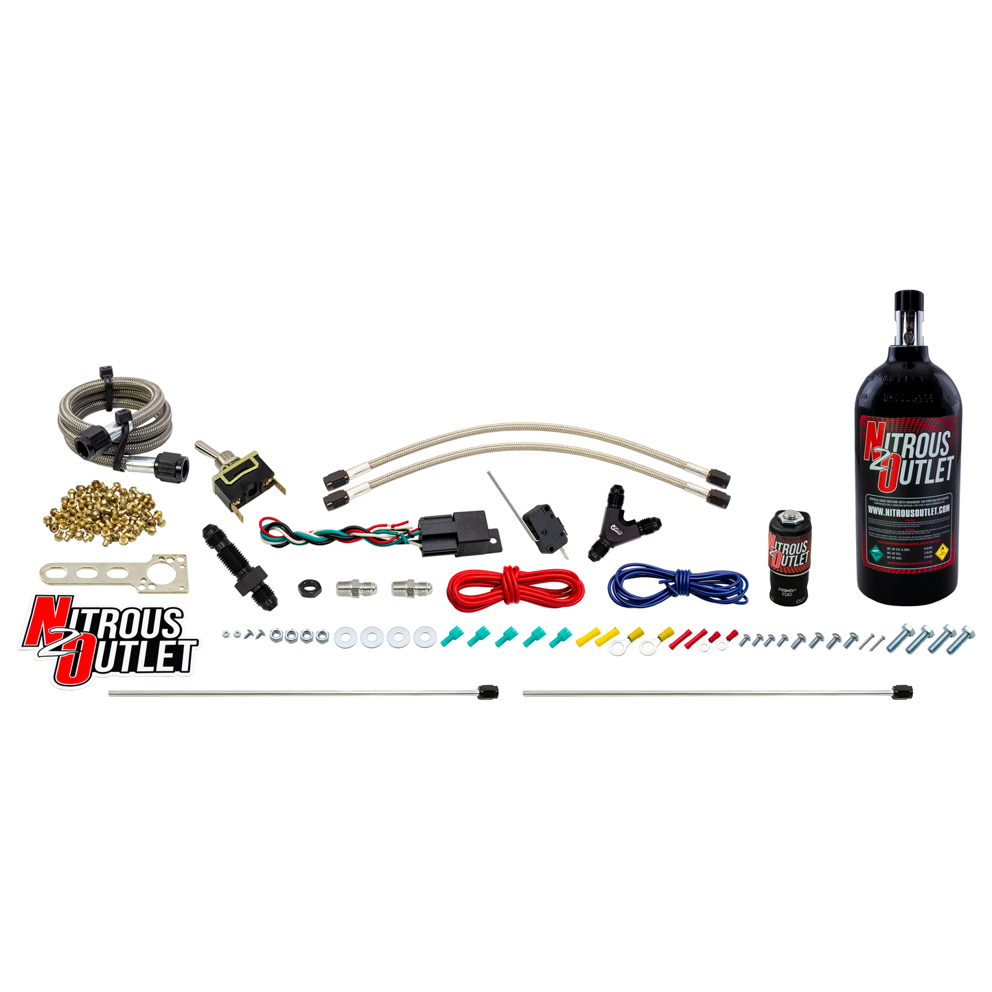 Nitrous Outlet Powersports Dry Twin Discharge Hard-Line System (20,30,40,50,60 HP)(5LB Bottle)