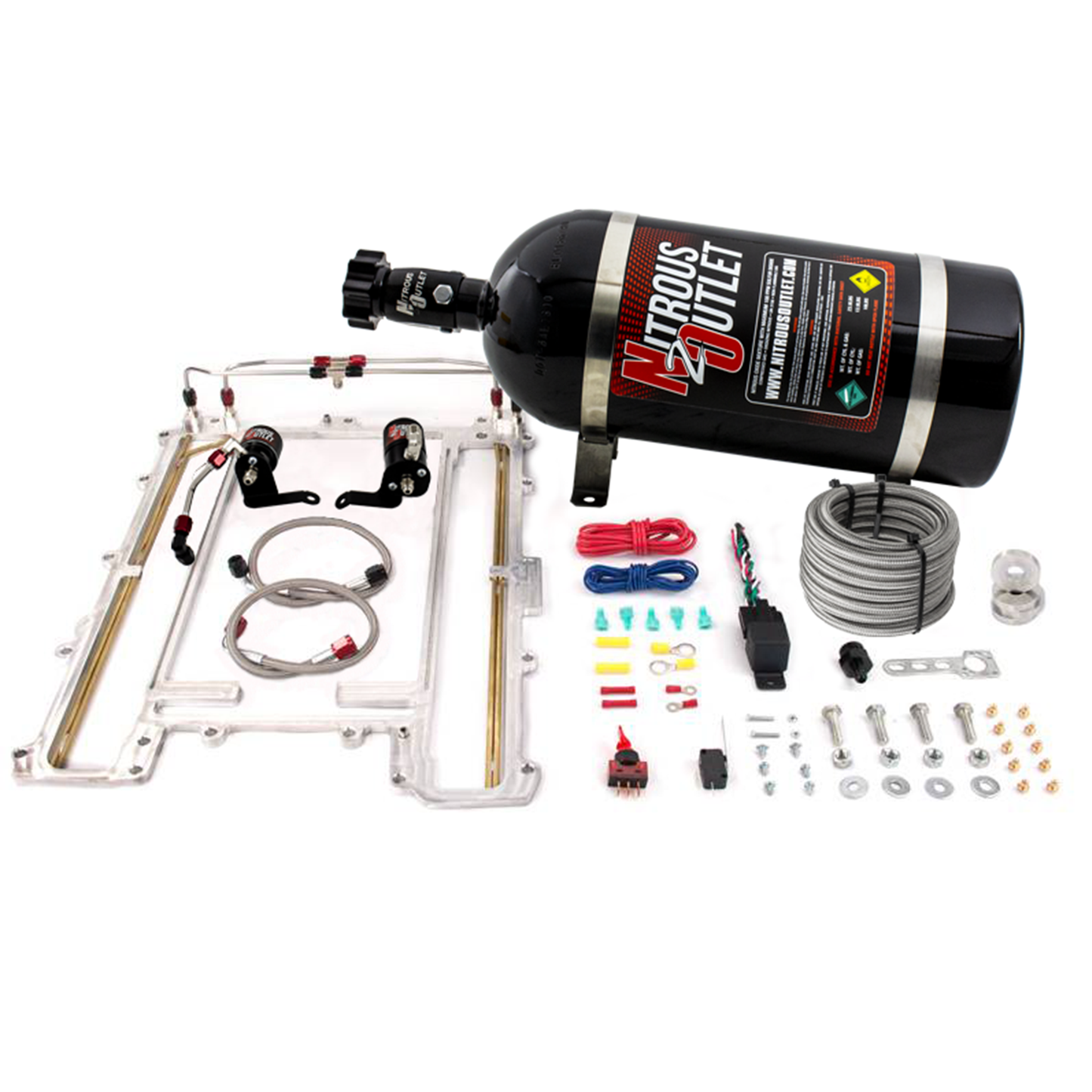 Nitrous Outlet GM 2009-2013 Corvette ZR1 LS9 Blower Plate system - Gas/E85 (45-55psi)(100-300HP)(10lb Bottle)