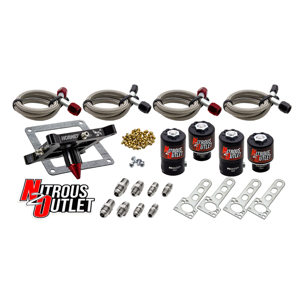 Nitrous Outlet 4500 Hornet 3 Dual Stage Solenoid Forward Conversion Kit - Two .122 Nitrous Solenoids/Two .177 Fuel Solenoids/Universal Solenoid Brackets - (Gas/E85)(5-55 psi)(50-500 HP Per Stage)