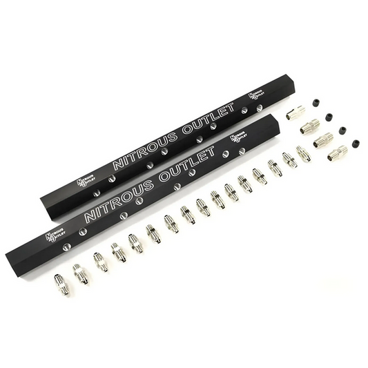 Nitrous Outlet Dual Passage Injection Rail - Single Rail, Anodized black, No Laser Etching, No Fittings, 18"Long