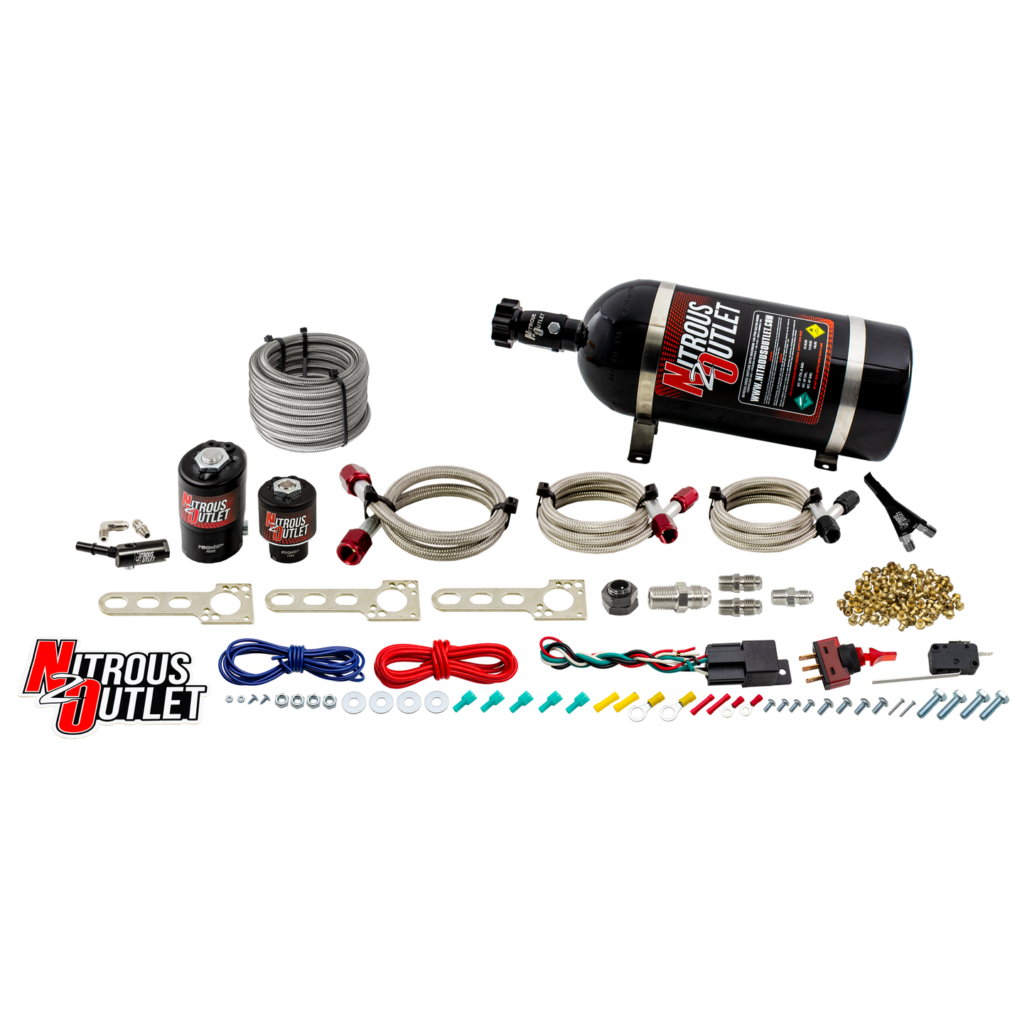 Nitrous Outlet GM 2014-2020 EFI Single Nozzle System - Gas/E85 (5-55psi)(35-200HP)(15lb Bottle)