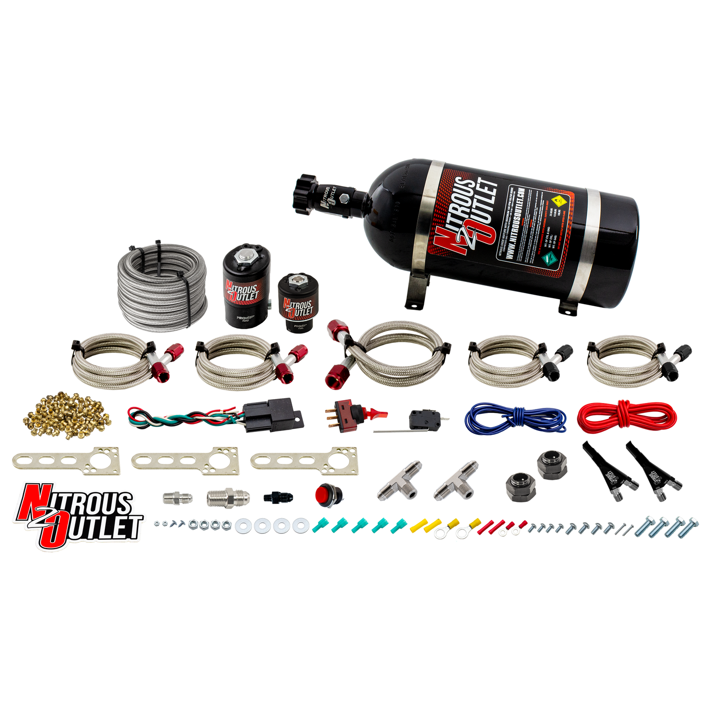 Nitrous Outlet Ford EFI Dual Nozzle System - Gas/E85 (5-55psi)(70-200HP)(No Bottle)