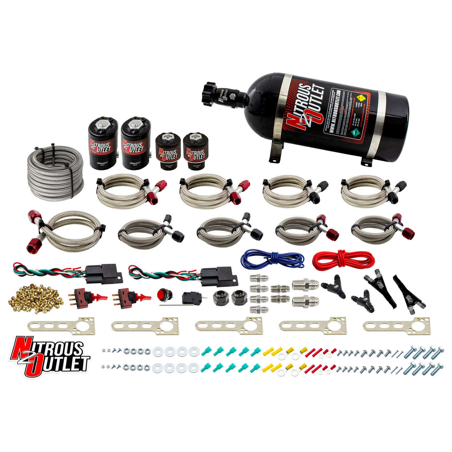 Nitrous Outlet Ford EFI Dual Stage Single Nozzle System - Gas/E85 (5-55psi)(35-200HP)(No Bottle)