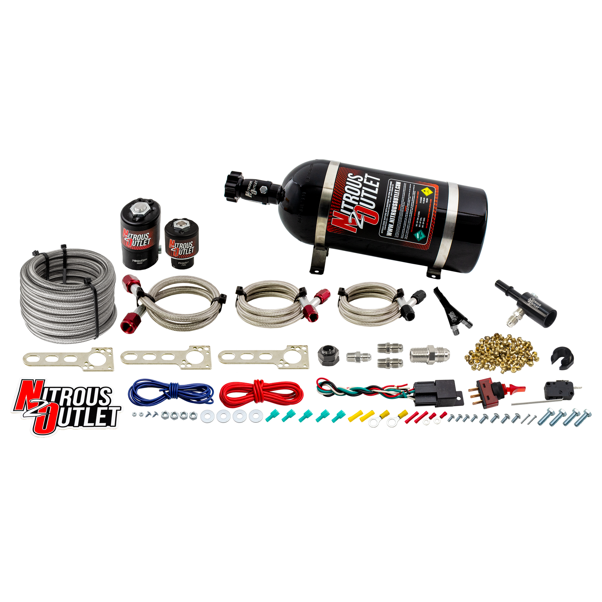 Nitrous Outlet Dodge 2015-2023 6.2L Hemi Hellcat Challenger/Charger/Red Eye/Demon/2018-2021 Track Hawk Blower Spacer Plate System - Gas/E85 (45-55psi)(130-400HP)(15LB Bottle)