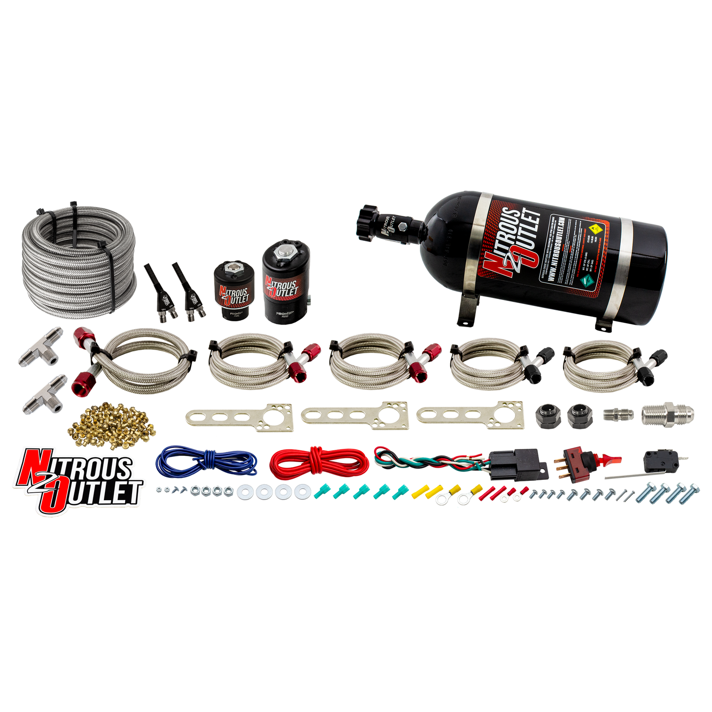 Nitrous Outlet Dodge EFI Dual Nozzle System - Gas/E85 (5-55psi)(70-200HP)(12lb Bottle)