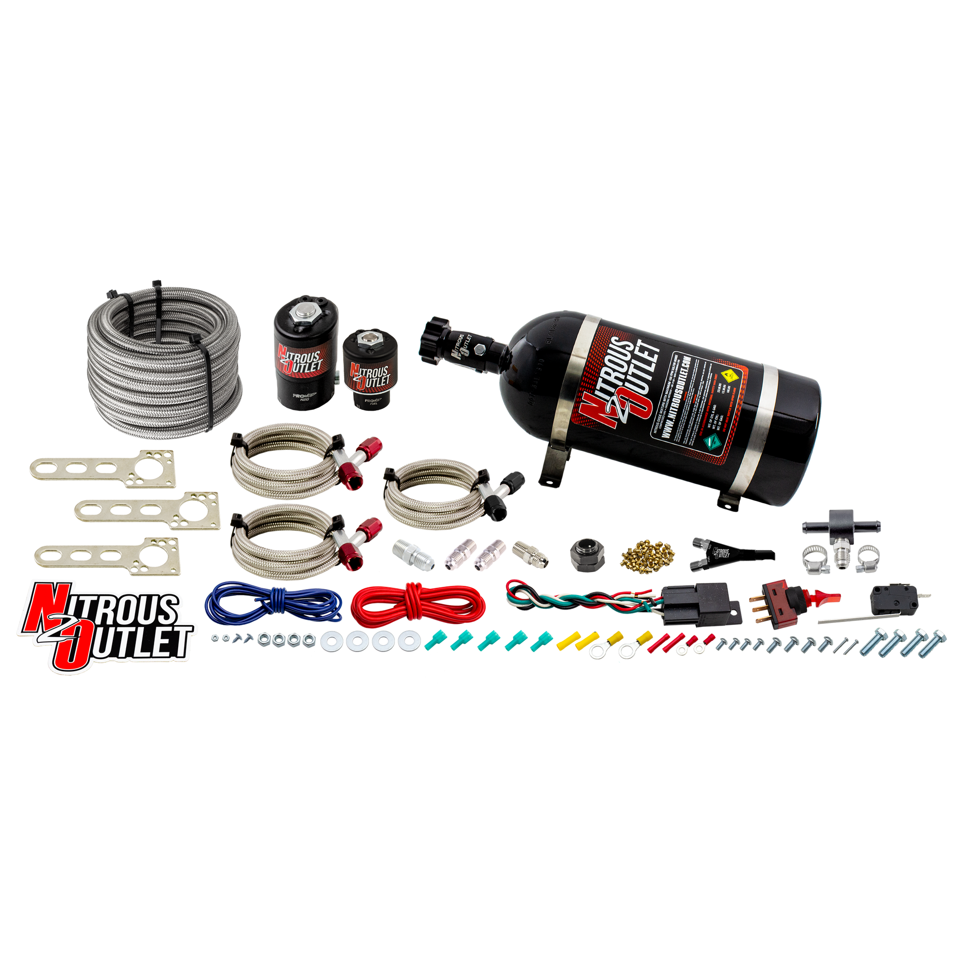 Nitrous Outlet Import EFI Single Nozzle System - Gas/E85 (5-55psi)(35-200HP)(12lb Bottle)