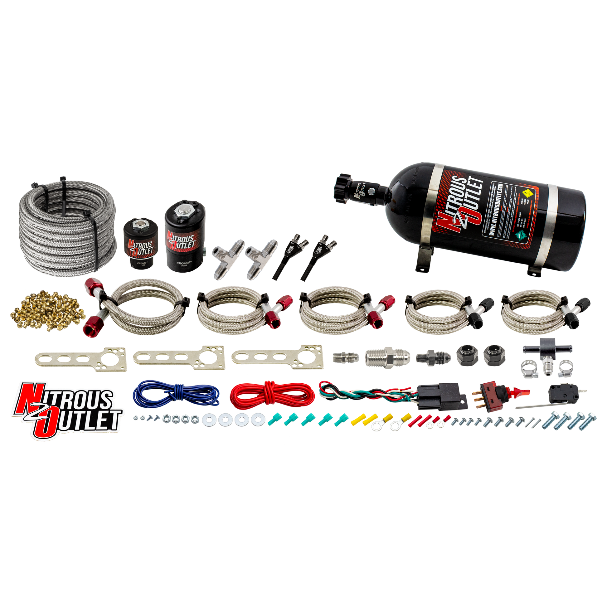 Nitrous Outlet Universal EFI Dual Hydra Nozzle System - Gas/E85 (5-55psi)(100-250HP)(No Bottle)