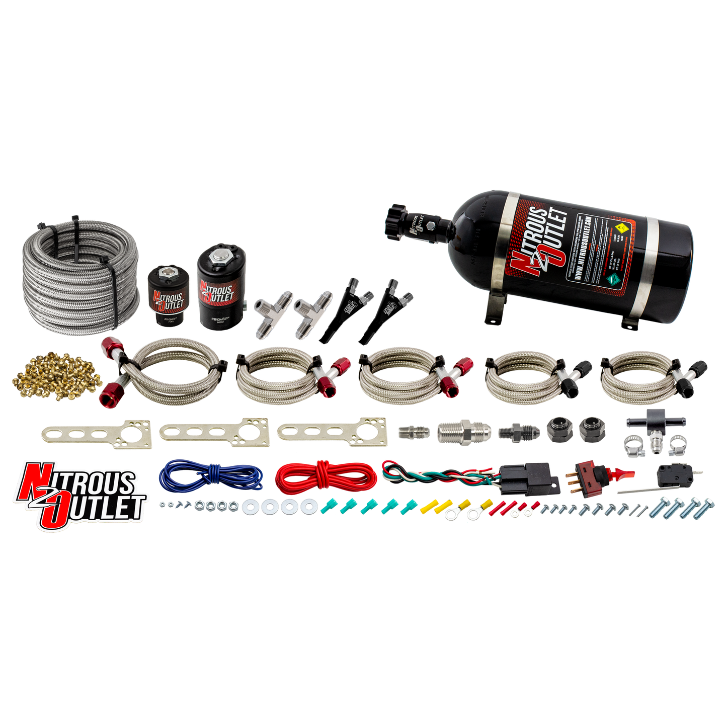 Nitrous Outlet Universal EFI Dual Nozzle System - Gas/E85 (5-55psi)(70-200HP)(No Bottle)