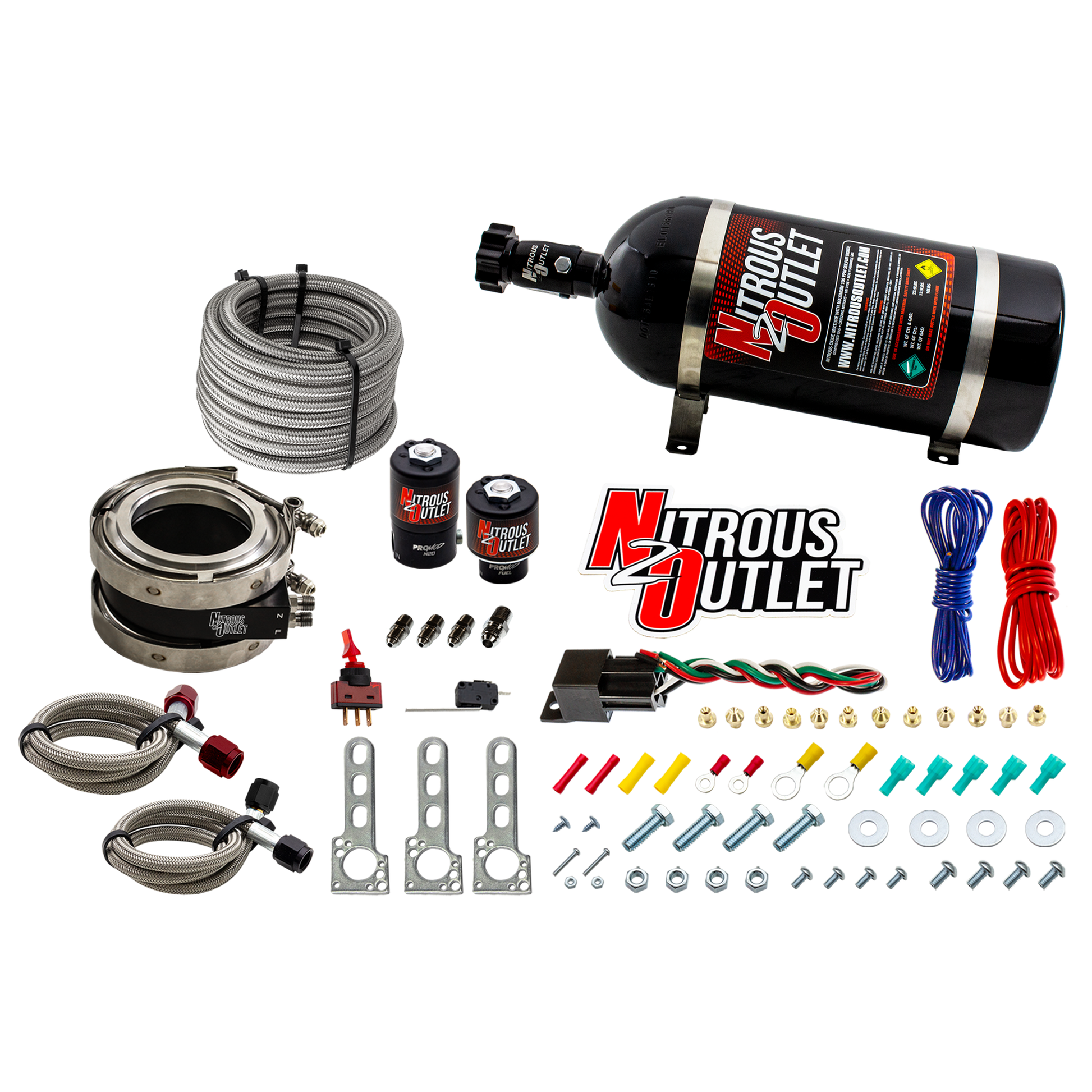 Nitrous Outlet Interspooler 4" Boosted Nitrous Collar System - Gas/E85 (45-55psi)(50-200HP)(No Bottle)