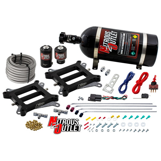 Nitrous Outlet Weekend Warrior 4150 Tunnel Ram System - Gas/E85 (5-55 psi)(100-400 HP)(15LB Bottle)