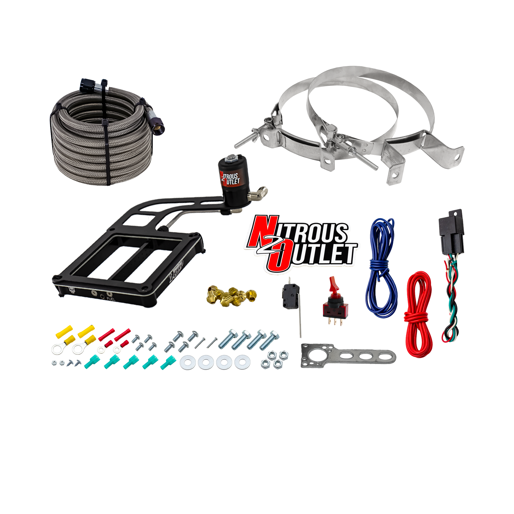 Nitrous Outlet Dry 4500 Weekend Warrior System - Hard-line/.122 Nitrous Solenoid/Boomerang Solenoid Bracket - (50-350 HP)(12lb Bottle)