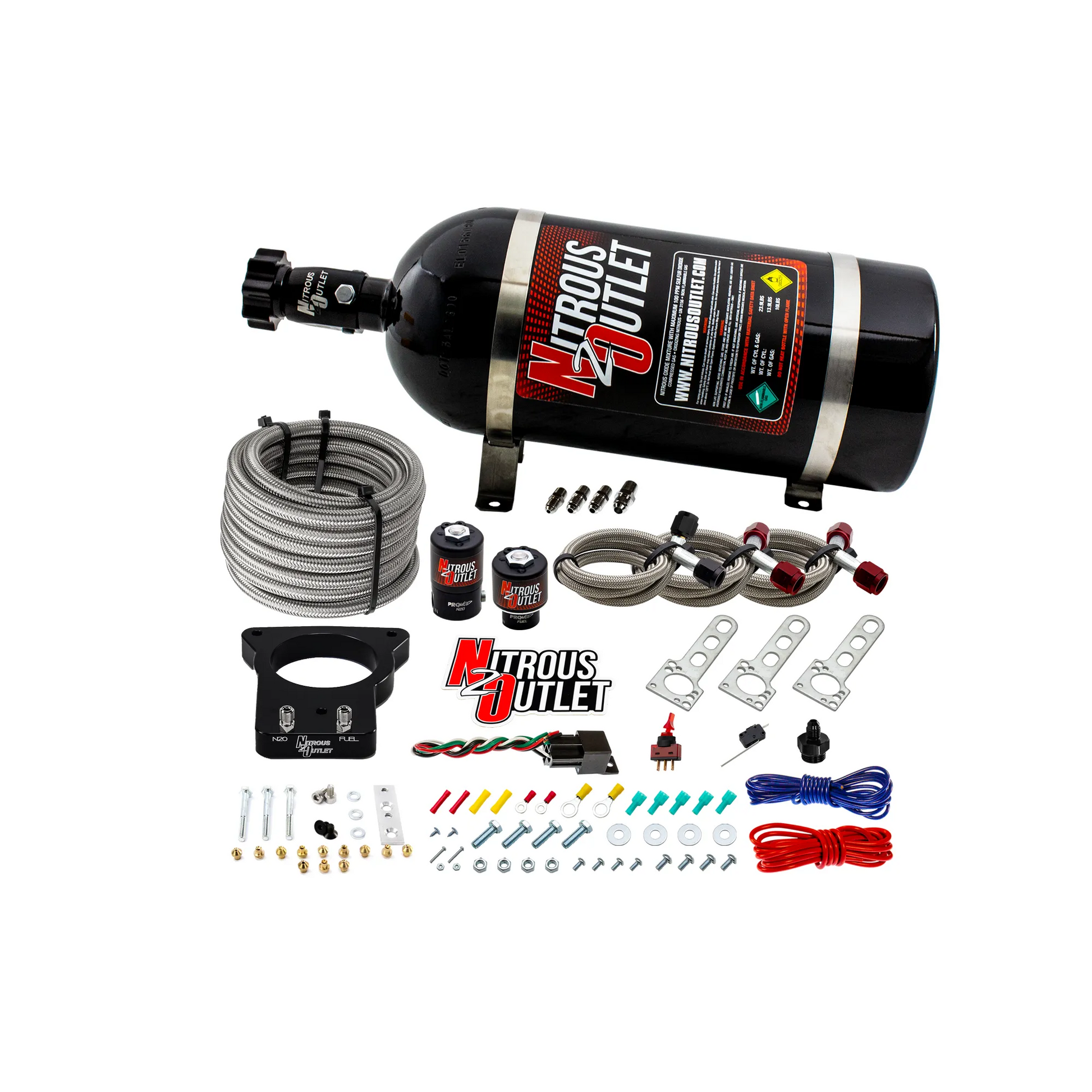 Nitrous Outlet GM 78mm LSX Plate System - Gas/E85 (5-55psi)(50-200HP)(15lb Bottle)(1997-2004 Corvette Requires Part # 00-42000)