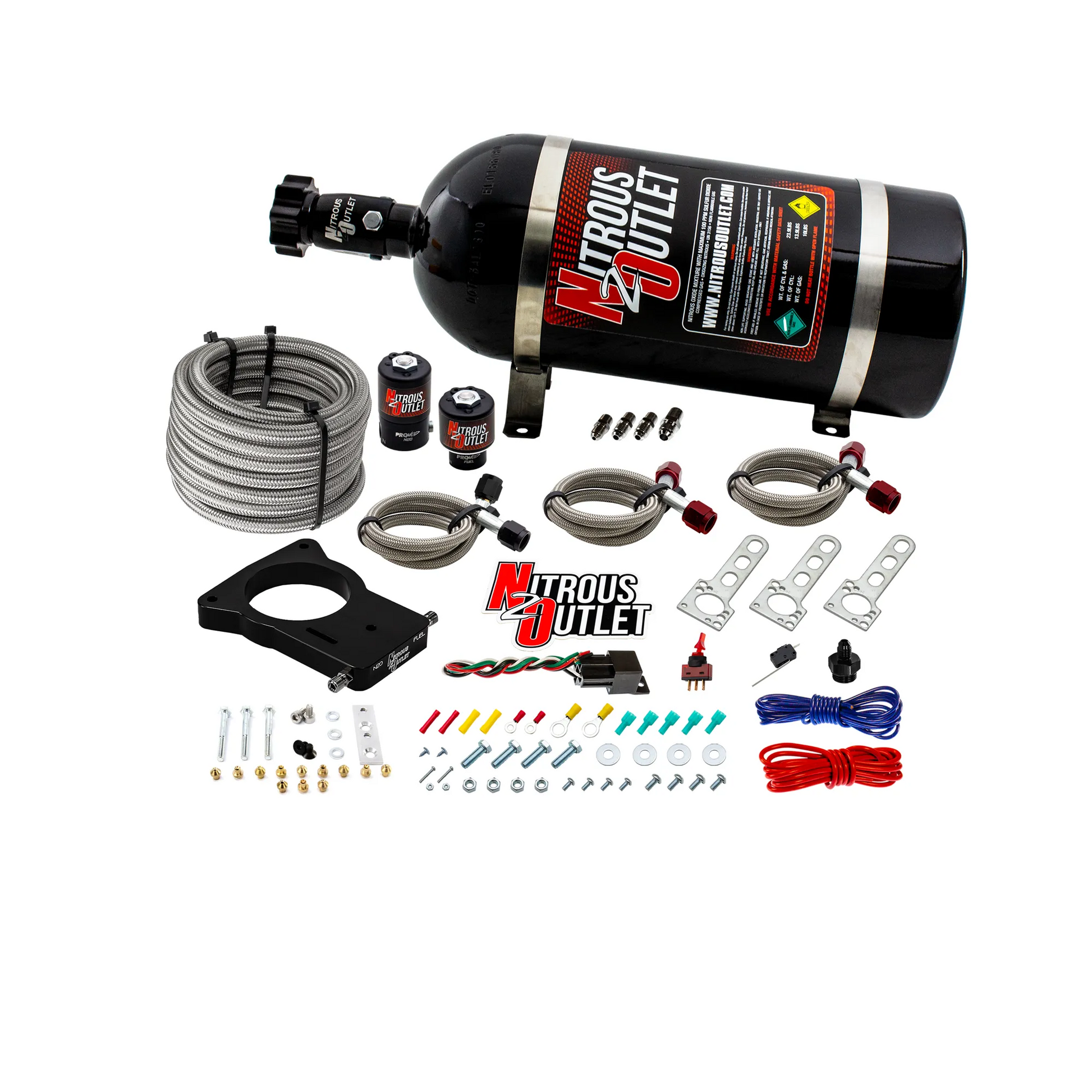 Nitrous Outlet GM 78mm LSX Truck Plate System - Gas/E85 (5-55psi)(50-200HP)(12lb Bottle)