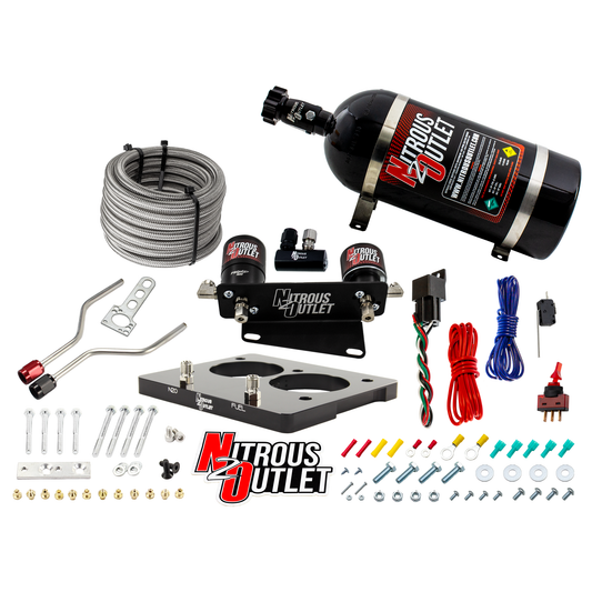 Nitrous Outlet GM/Pontiac 58mm 1993-1997 Camaro/Firebird/Impala LT1 Hard-line Plate System - Gas/E85 (5-55psi)(50-200HP)(15lb Bottle)