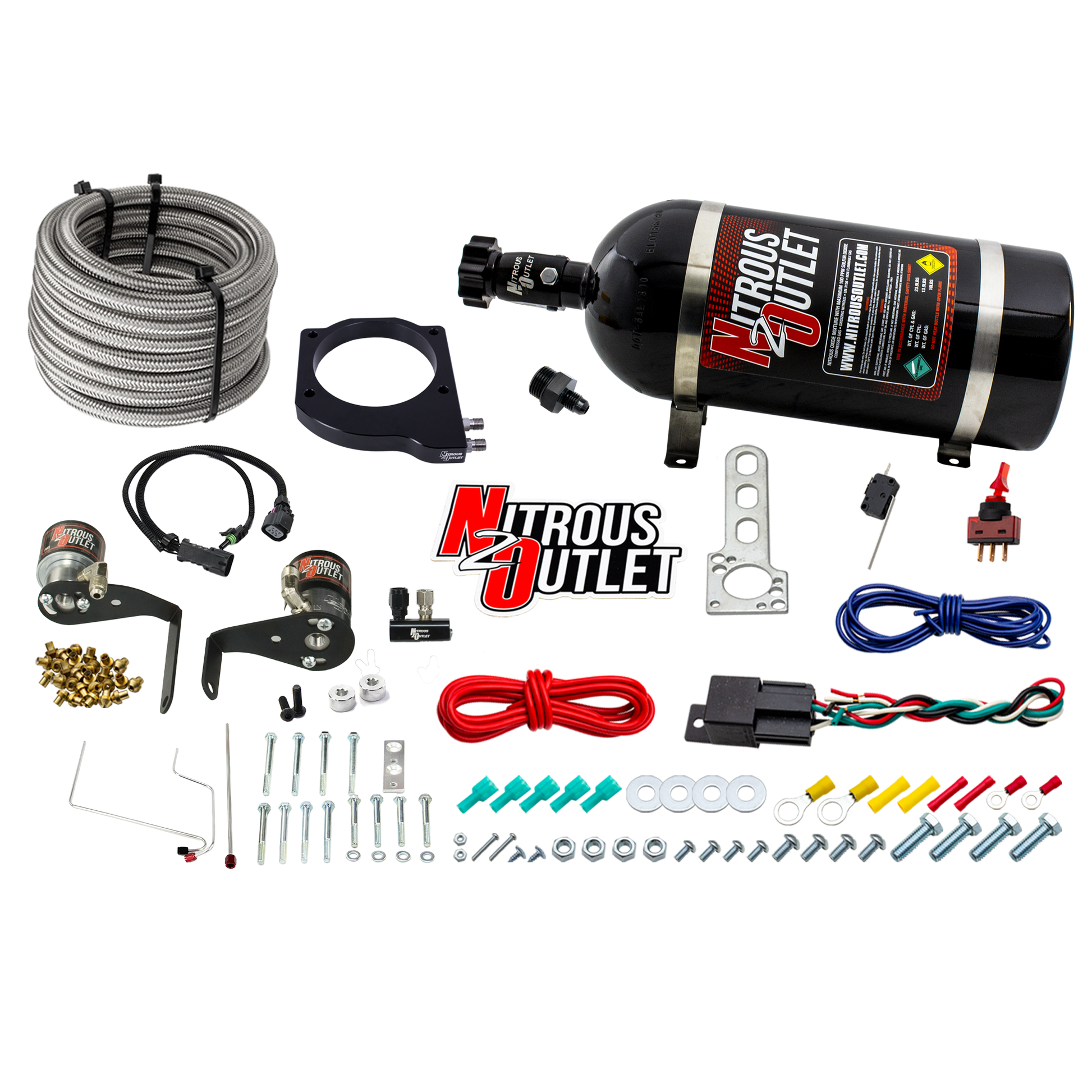 Nitrous Outlet GM 102mm Fast Intake 2010-2015 Camaro Hard-line Plate System - Gas/E85 (5-55psi)(50-200HP)(10lb Bottle)