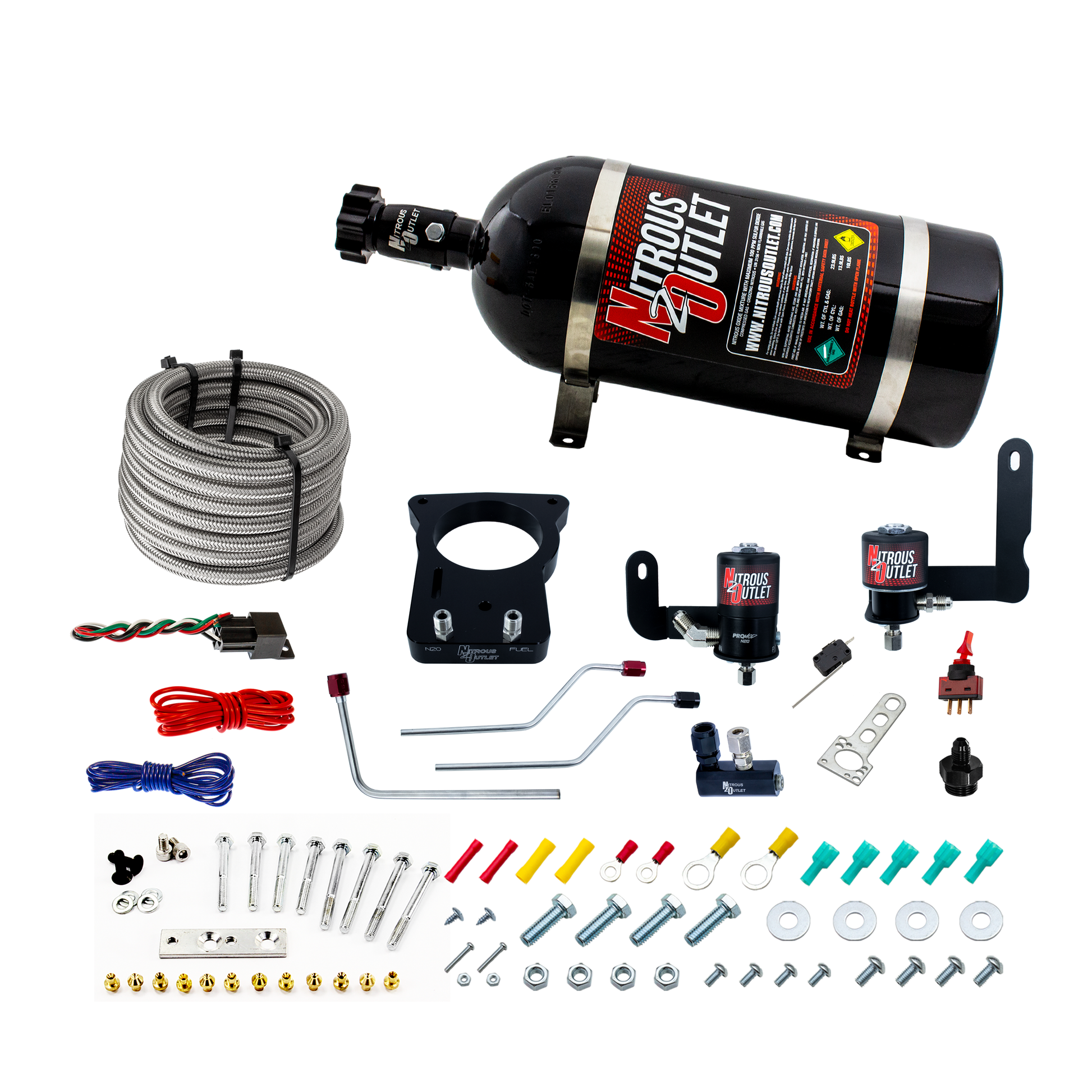 Nitrous Outlet Pontiac 78mm 2004 GTO Hard-line Plate System - Gas/E85 (5-55psi)(50-200HP)(15lb Bottle)