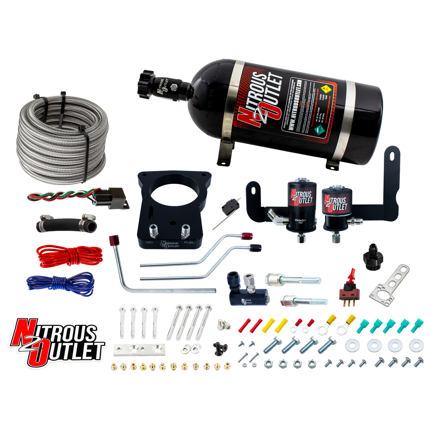 Nitrous Outlet GM 78mm 1997-2004 Corvette Hard-line Plate System - Gas/E85 (5-55psi)(50-200HP)(12lb Bottle)
