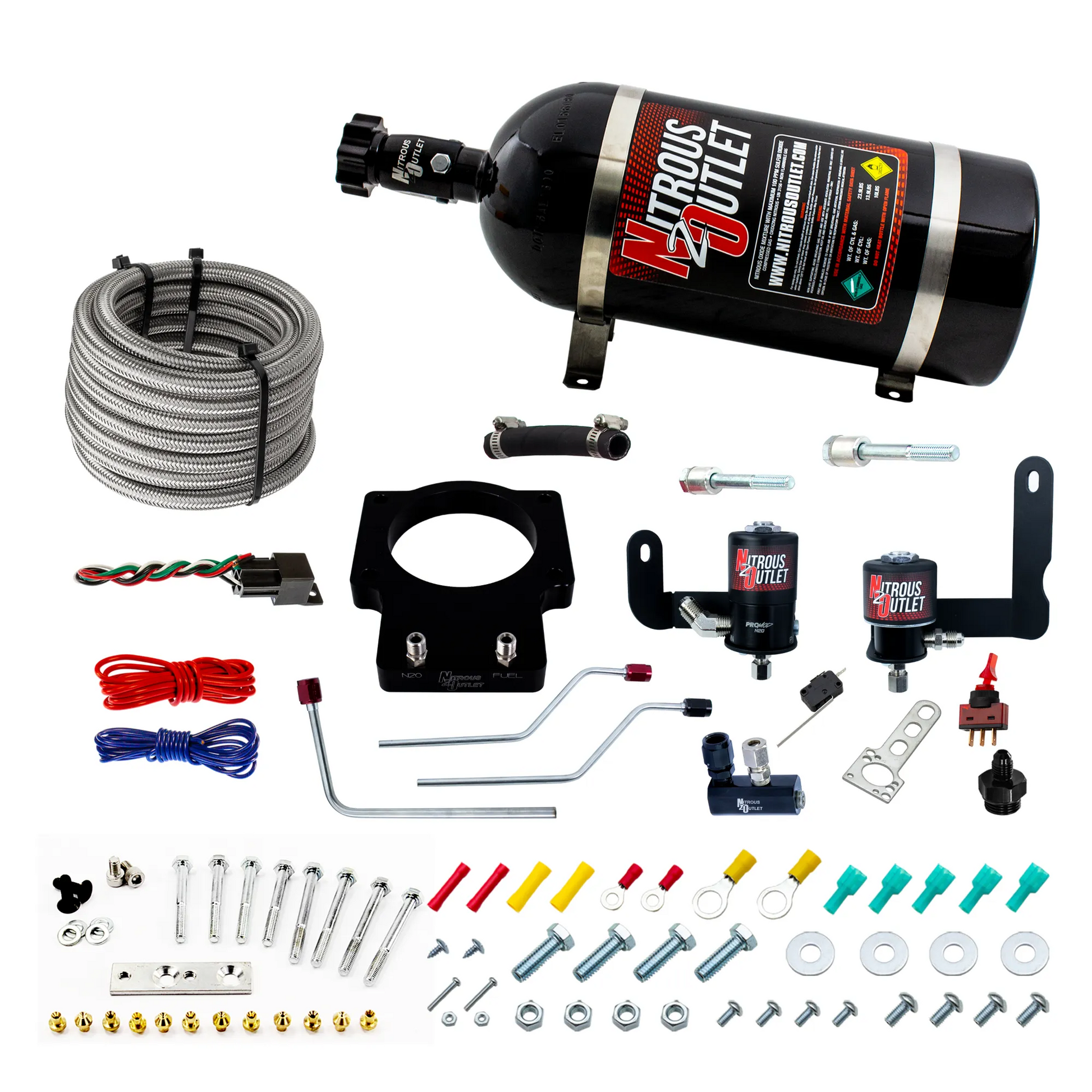 Nitrous Outlet GM 92mm Fast Intake 1997-2004 Corvette Hard-line Plate System - Gas/E85 (5-55psi)(50-200HP)(15lb Bottle)