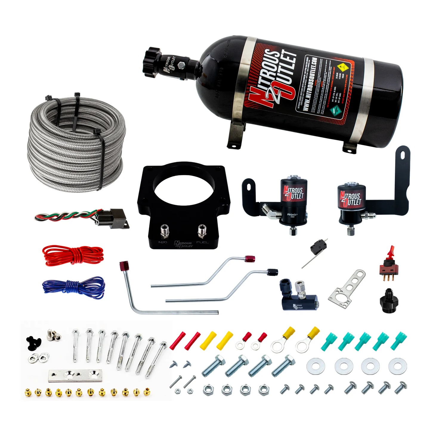 Nitrous Outlet GM 90mm Fast Intake 2005-2009 C6 Corvette Hard-line Plate System - Gas/E85 (5-55psi)(50-200HP)(15lb Bottle)