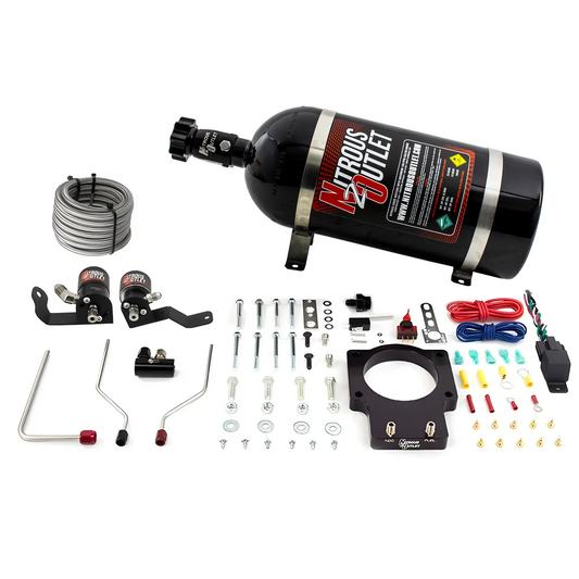 Nitrous Outlet GM 90mm 2005-2013 ZO6 Corvette Hard-line Plate System - Gas/E85 (5-55psi)(50-200HP)(15lb Bottle)