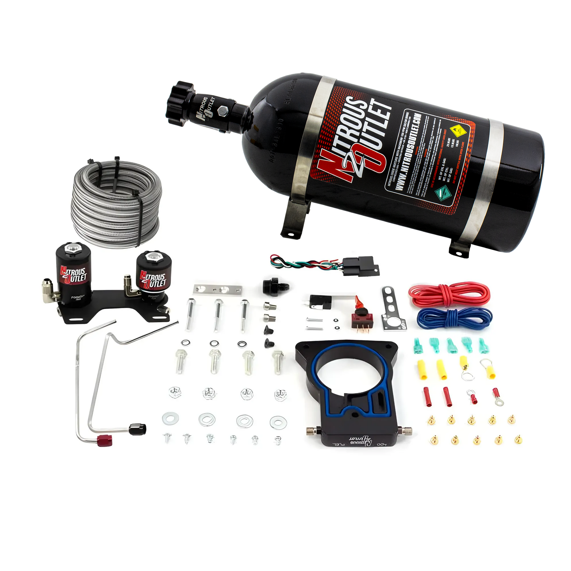 Nitrous Outlet GM 78mm 1999-2007 Classic Truck Hard-line Plate System - Gas/E85 (5-55psi)(50-200HP)(12lb Bottle)