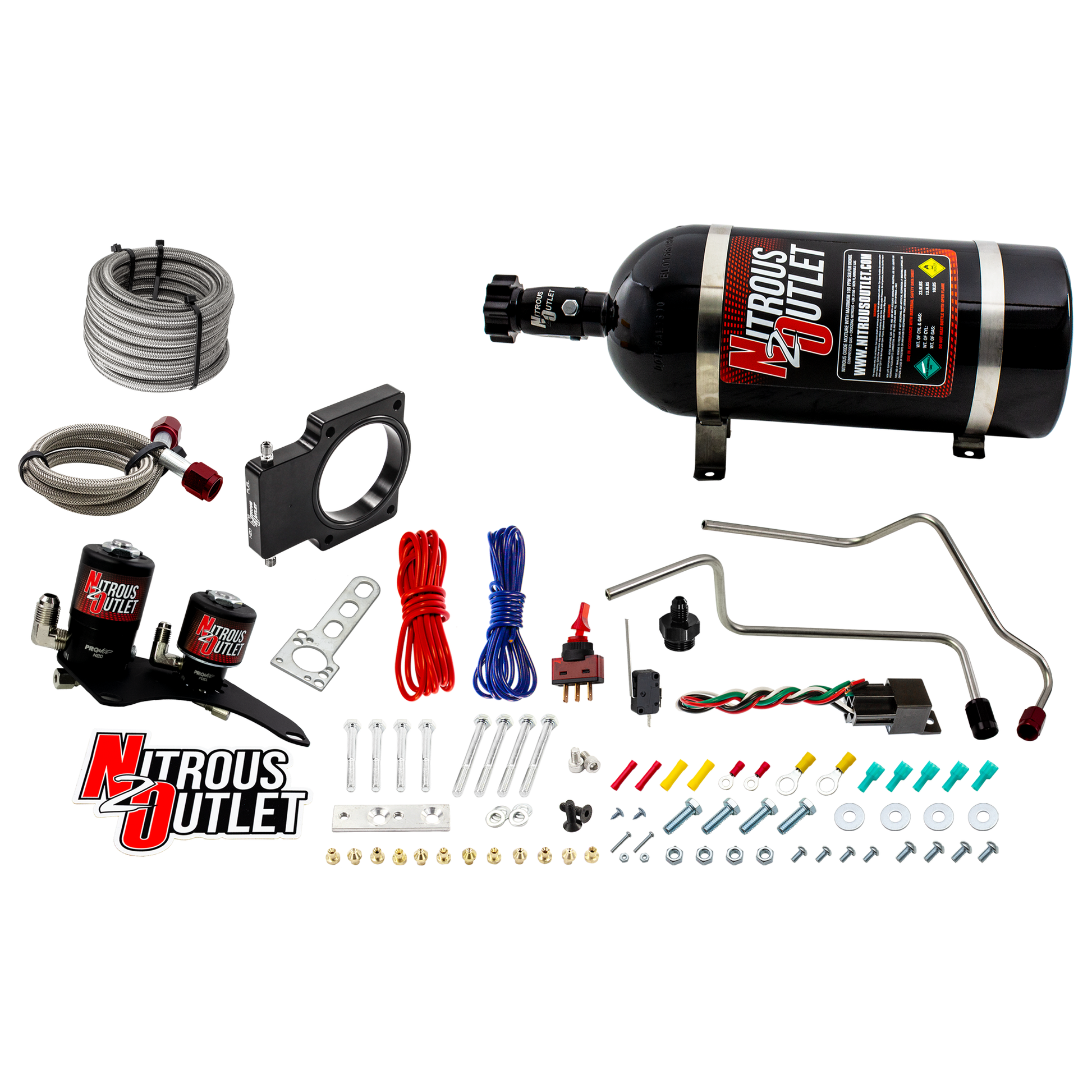 Nitrous Outlet GM 90mm 2007-2013 Truck Hard-line Plate System - Gas/E85 (5-55psi)(50-200HP)(15lb Bottle)