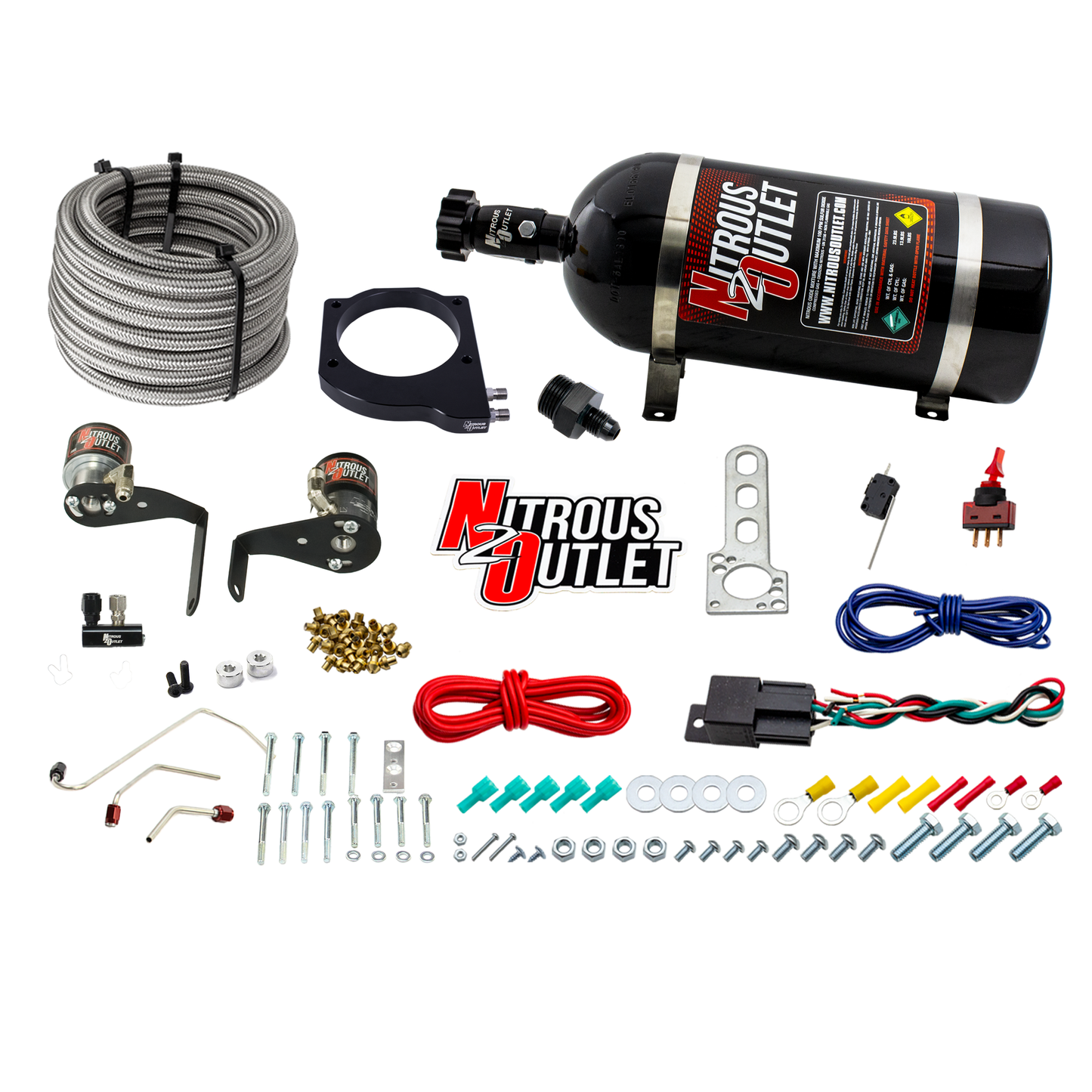 Nitrous Outlet GM 102mm Fast Intake Hard-line Plate System - Factory Fuel Rails/ Fuel Hard-line Requires Fabrication/2006-2019 Corvette Requires K-Tech Idler Pulley Kit - Gas/E85 (5-55psi)(50-200HP)(No Bottle)
