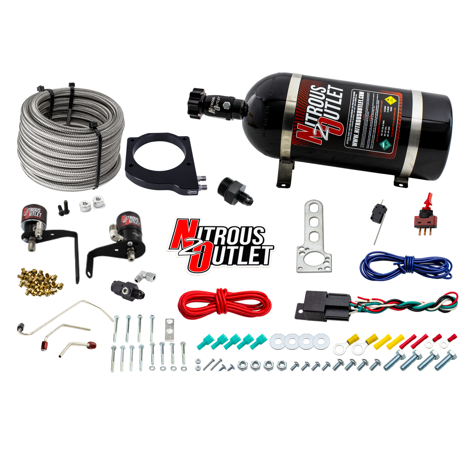Nitrous Outlet GM 102mm Fast Intake Hard-line Plate System  - After Market Fuel Rails/ Fuel Hard-line Requires Fabrication/2006-2019 Corvette Requires K-Tech Idler Pulley Kit - Gas/E85 (5-55psi)(50-200HP)(10lb Bottle)