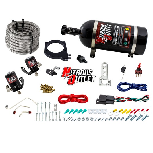 Nitrous Outlet GM 102mm MSD LS1/LS2/LS6 Atomic AirForce Intake Hard-line Plate System - Aftermarket Fuel Rails/2006-2019 Corvette Requires K-Tech Idler Pulley Kit - Gas/E85 (5-55psi)(50-200HP)(15lb Bottle)