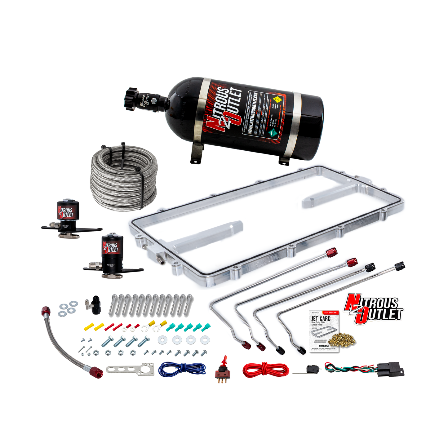 Nitrous Outlet GM 102mm Texas Speed Titan LR-T, SR-1, SR-3, SR-7 Intake Hard-Line Spacer Plate System -Gas/E85 (5-55psi)(50-200HP)(10lb  Bottle)
