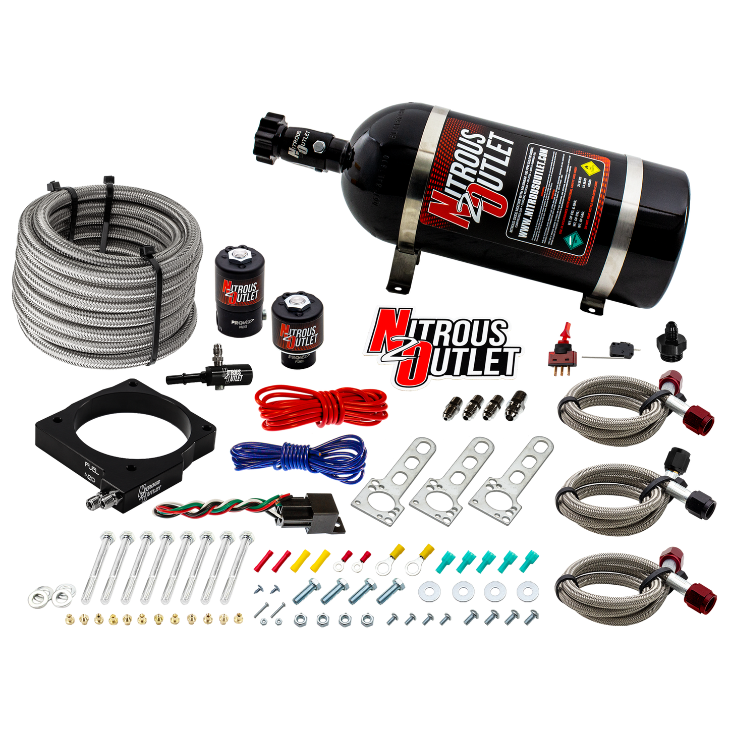 Nitrous Outlet Dodge 90mm 5.7/6.1 Hemi Plate System - Gas/E85 (5-55psi)(50-200HP)(12lb Bottle)