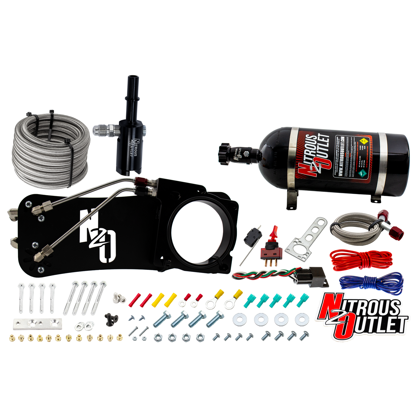 Nitrous Outlet Dodge 85mm 2009-2019 Challenger/Charger/300C/2005-2008 Magnum 5.7L Hemi  Intake Hard-line Plate System - Gas/E85 (5-55psi)(50-200HP)(No Bottle)