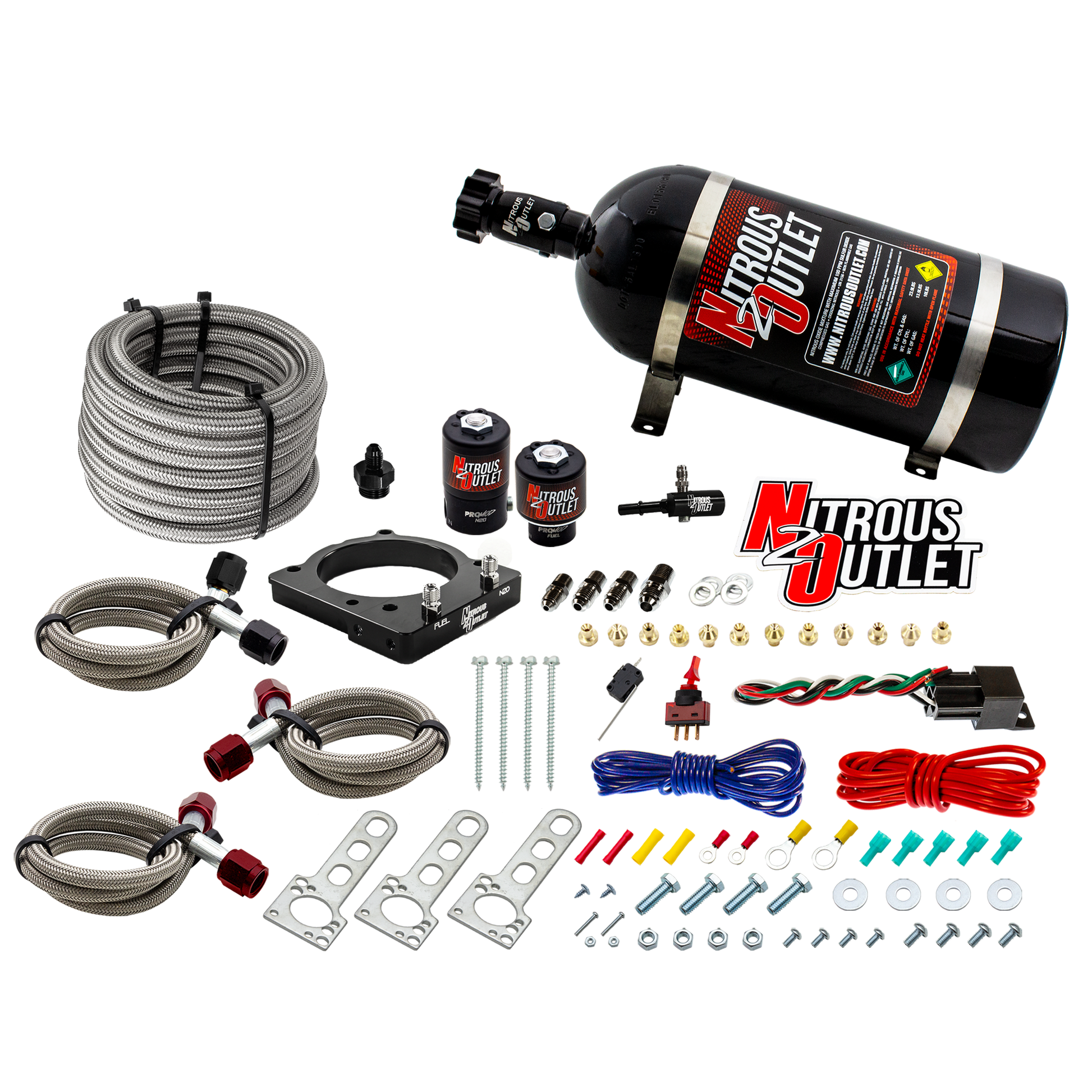 Nitrous Outlet Dodge 85mm 6.4L Hemi Plate System - Gas/E85 (5-55psi)(50-200HP)(15lb Bottle)